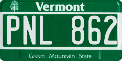 VT license plate PNL862