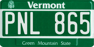 VT license plate PNL865
