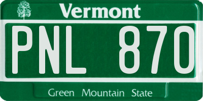 VT license plate PNL870