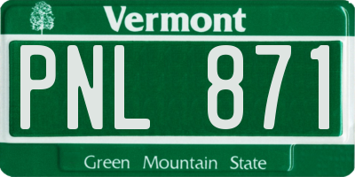 VT license plate PNL871