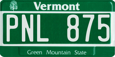 VT license plate PNL875