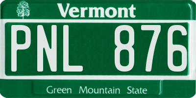 VT license plate PNL876