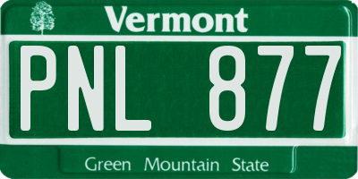 VT license plate PNL877