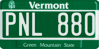 VT license plate PNL880