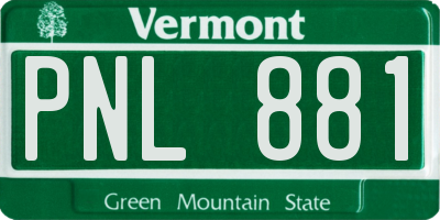 VT license plate PNL881