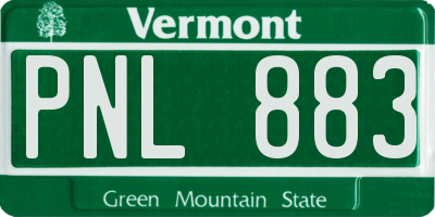 VT license plate PNL883