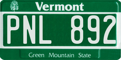 VT license plate PNL892