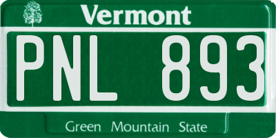 VT license plate PNL893