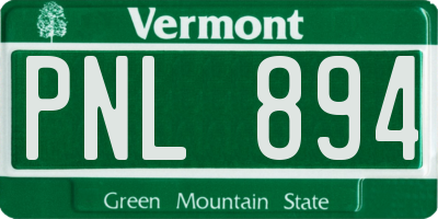 VT license plate PNL894