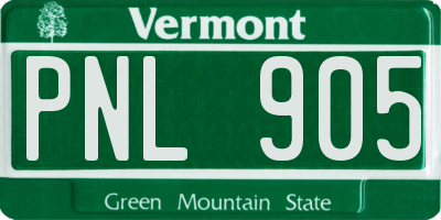 VT license plate PNL905