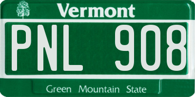 VT license plate PNL908