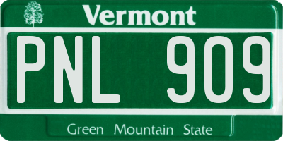 VT license plate PNL909