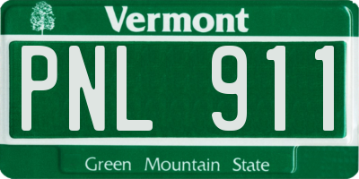 VT license plate PNL911