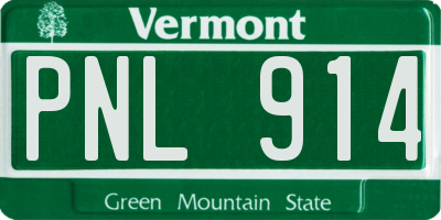 VT license plate PNL914