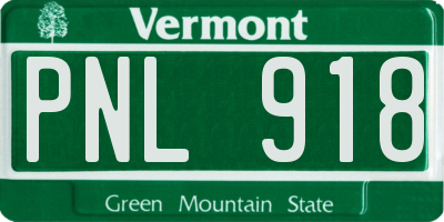 VT license plate PNL918
