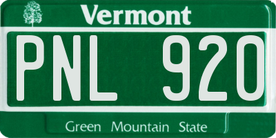 VT license plate PNL920