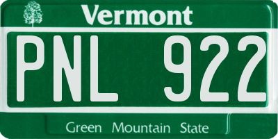 VT license plate PNL922