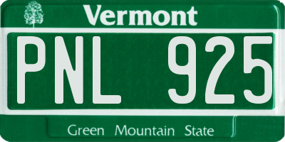 VT license plate PNL925