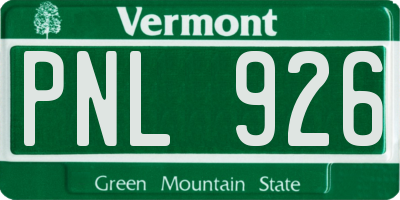 VT license plate PNL926