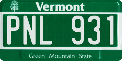 VT license plate PNL931