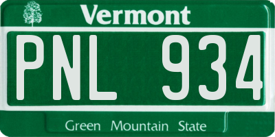 VT license plate PNL934