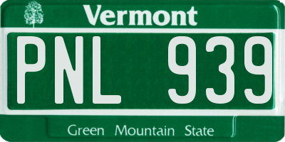 VT license plate PNL939
