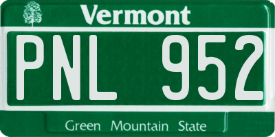 VT license plate PNL952