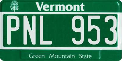 VT license plate PNL953