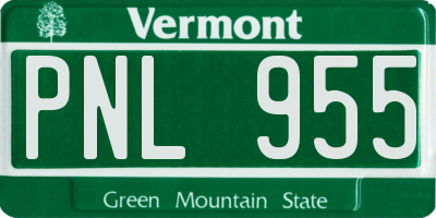 VT license plate PNL955