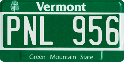 VT license plate PNL956