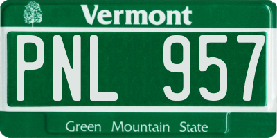 VT license plate PNL957