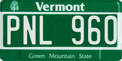 VT license plate PNL960