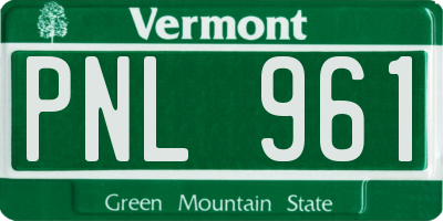VT license plate PNL961