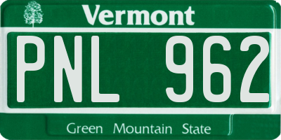 VT license plate PNL962