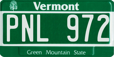 VT license plate PNL972