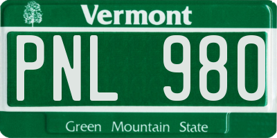 VT license plate PNL980