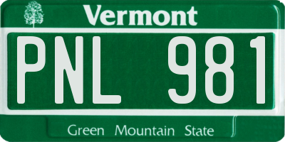 VT license plate PNL981