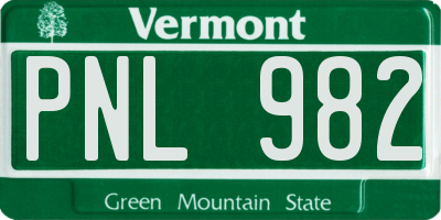 VT license plate PNL982