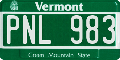 VT license plate PNL983