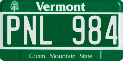 VT license plate PNL984