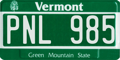 VT license plate PNL985