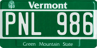 VT license plate PNL986