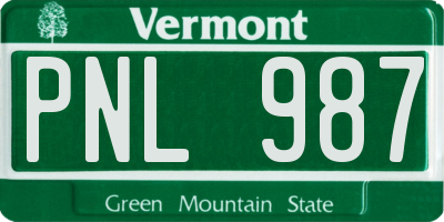 VT license plate PNL987