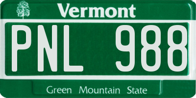 VT license plate PNL988
