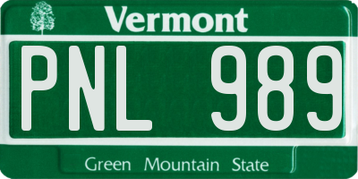 VT license plate PNL989