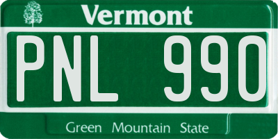 VT license plate PNL990