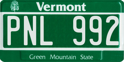 VT license plate PNL992