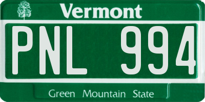VT license plate PNL994
