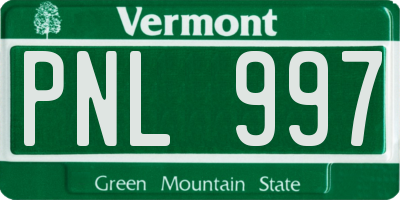 VT license plate PNL997