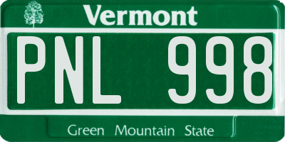 VT license plate PNL998